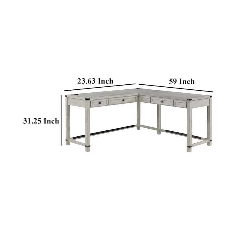 Gery L Corner Standing Sitting Desk with Lift Top, USB, White Wood