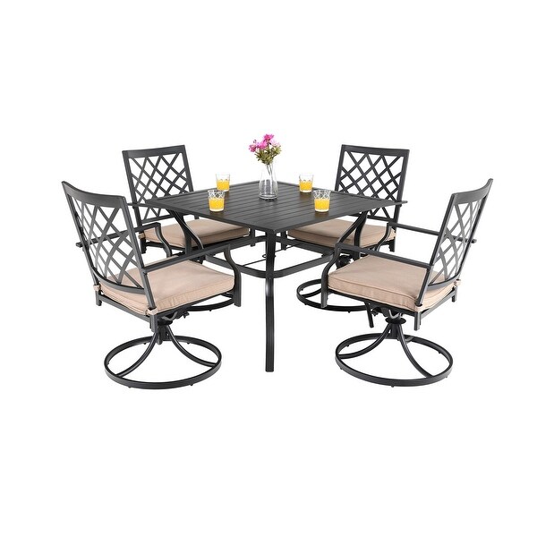 Viewmont 5-piece Outdoor Dining Set with Large Table and 4 Swivel Chairs by Havenside Home. Opens flyout.