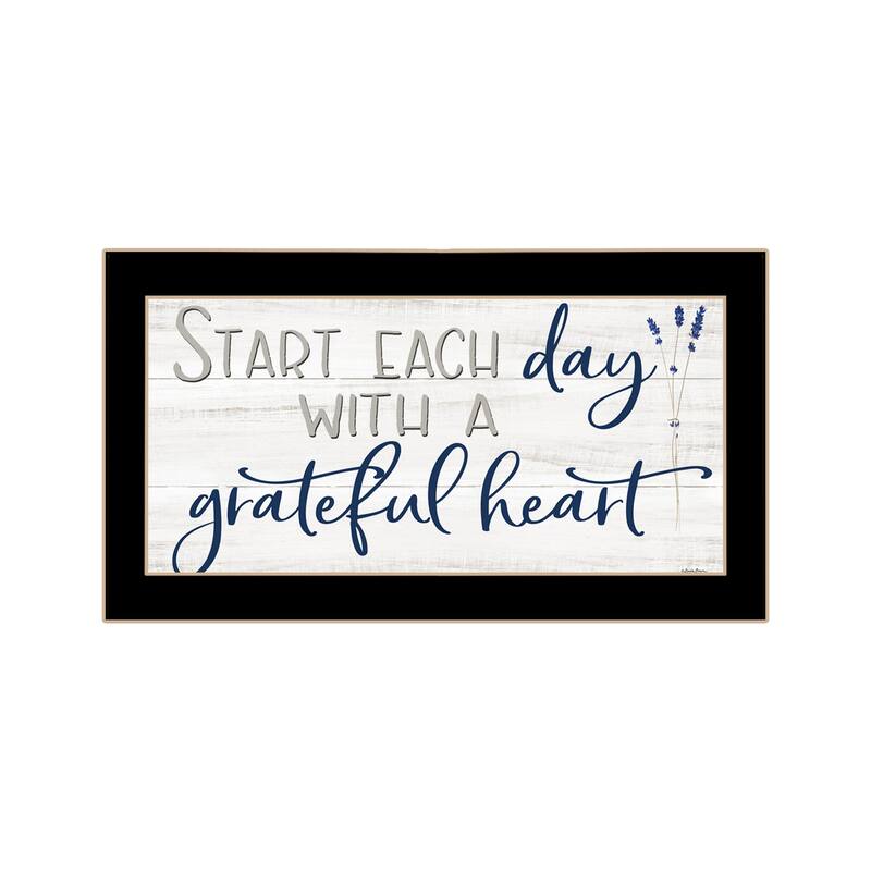 TrendyDecor4U Contemporary "Grateful Heart" Framed Print Wall Art - Black