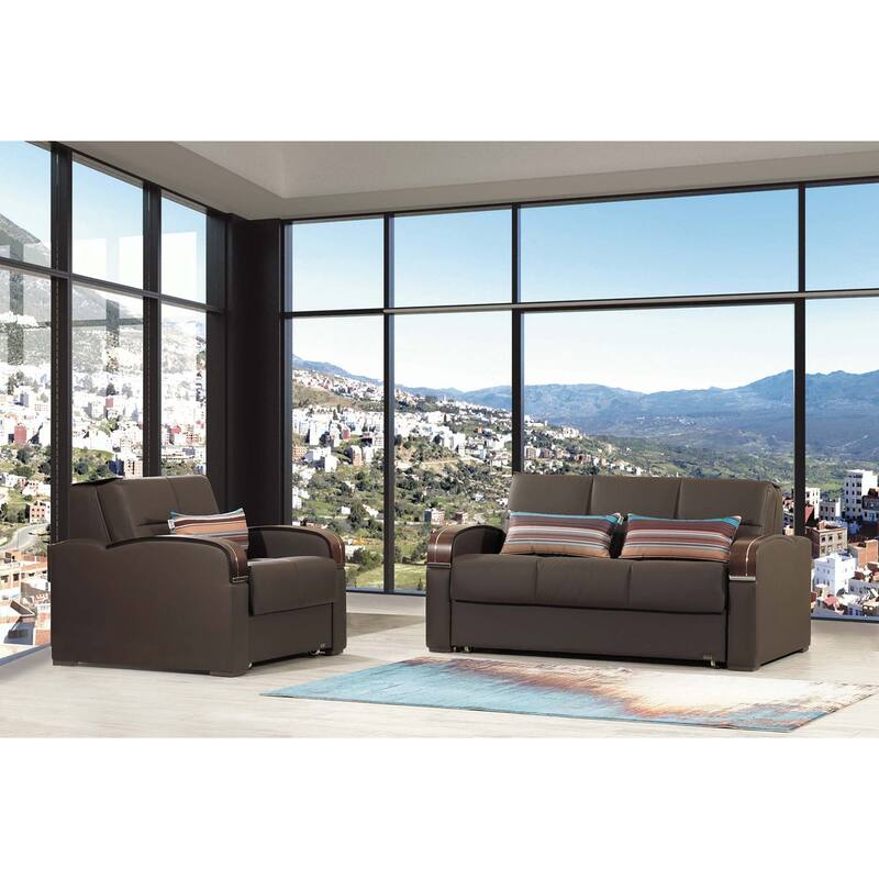 Collection Upholstered Convertible Loveseat With Storage