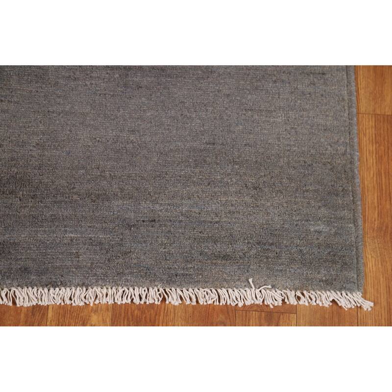 Gray Gabbeh Modern Foyer Rug Hand-Knotted Wool Carpet - 3'5"x 4'11"