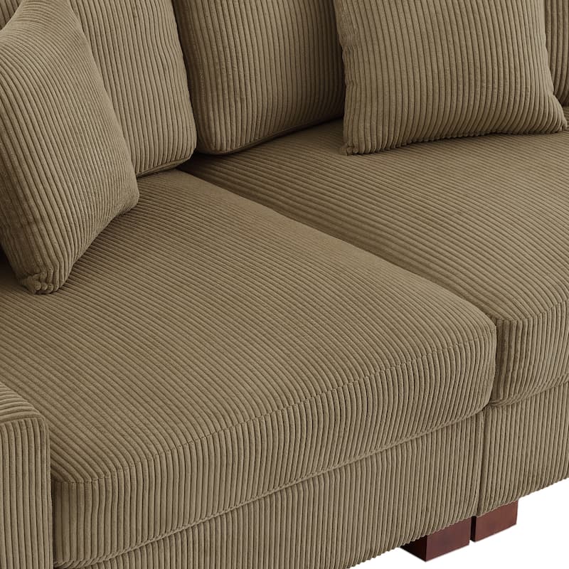 Corduroy Couch Modular Sectional Sofa with Pillows
