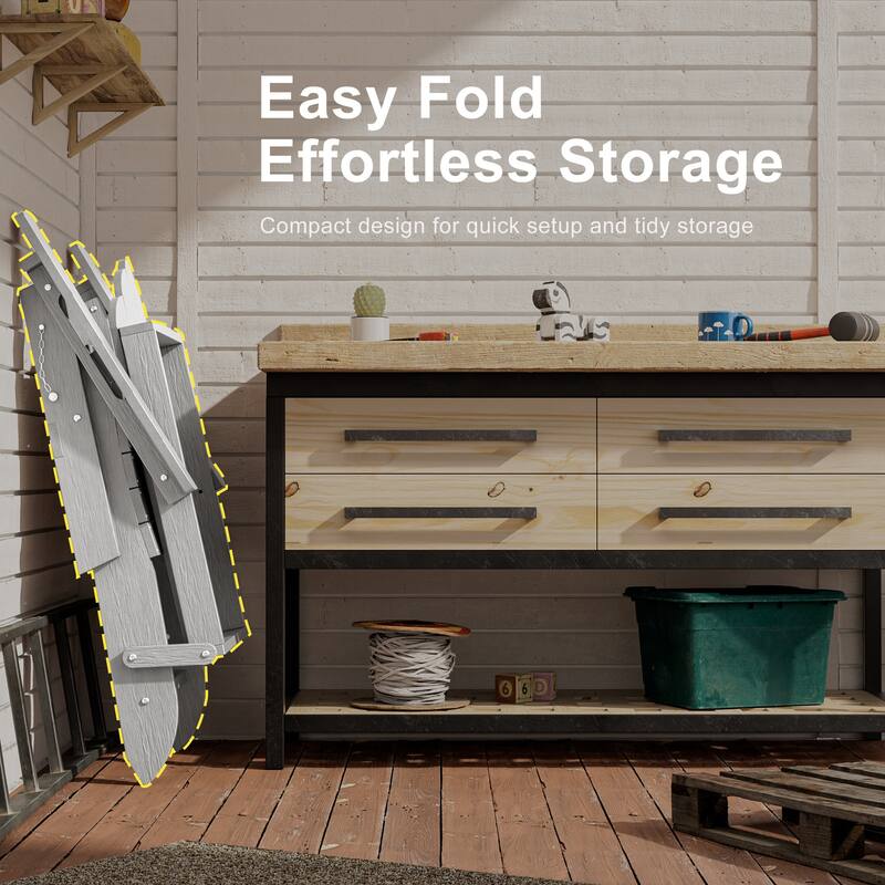 HDPE All-Weather Folding Adirondack Chair with Cup Holder