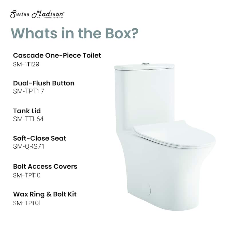 Vincennes One-Piece Toilet Dual-Flush 0.8/1.28 Gpf - 26.55" x 14.2" 30.3"