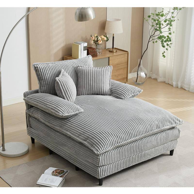 54.75" W Oversized Chaise Lounge Chair,Fluffy cushioned sofa bed