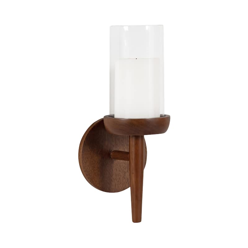 Kate and Laurel Shae Wood and Glass Wall Sconce