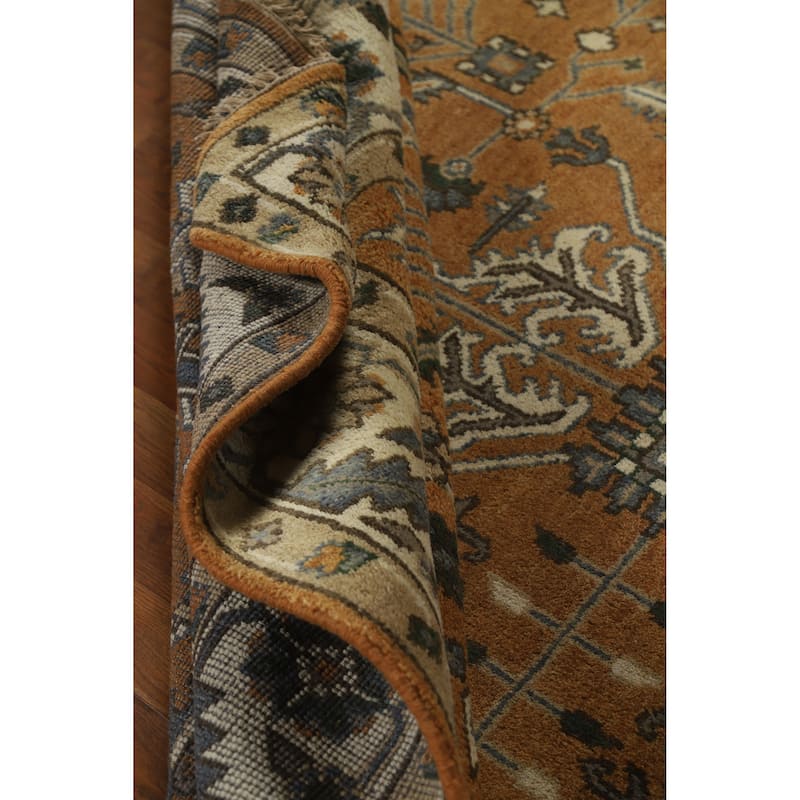 Orange Rust Heriz Serapi Indian Area Rug Handmade Wool Carpet - 7'10" x 10'0"