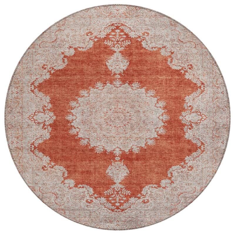 Machine Washable Indoor/ Outdoor Vintage Traditional Chantille Rug