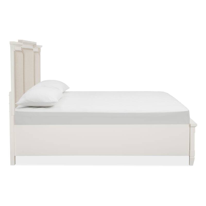 Magnussen Home Willowbrook Egg Shell White With Slight Rub Through Panel Upholstered Storage Bed