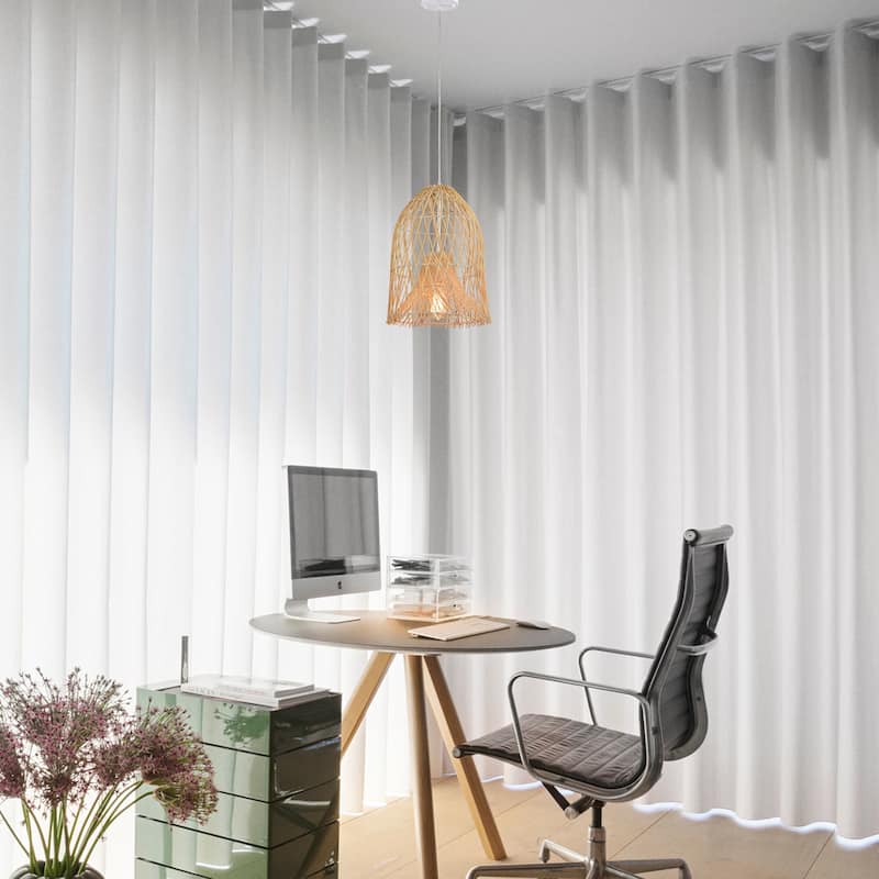Ethan Cream 1-Light Rattan Cage Basket Pendant Light