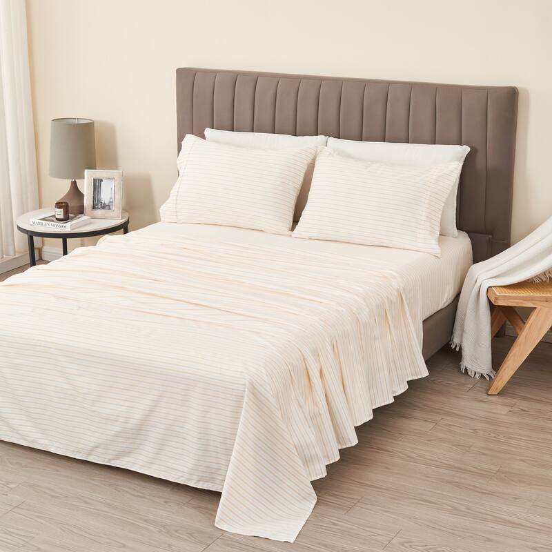 Premium Striped Microfiber Sheet Set - Full - Marigold