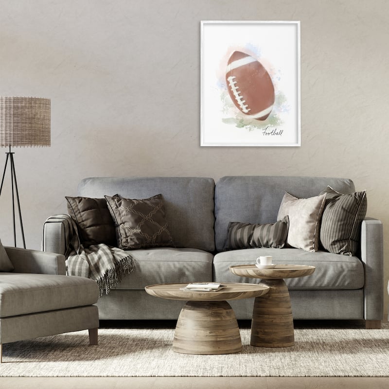 Stupell Soft Pastel Football Framed Giclee Art Design By Matthew Piotrowicz
