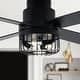 preview thumbnail 1 of 10, Oaks Aura 52in. Black Industrial Flush Mount Ceiling Fan with Lights and Remote, 6-Speeds Reversible Low Profile Ceiling Fan Black