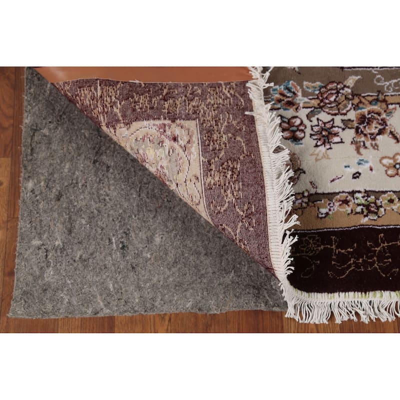 Burgundy Red Floral Aubusson Area Rug Machine Made Carpet - 6'6" x 9'10"