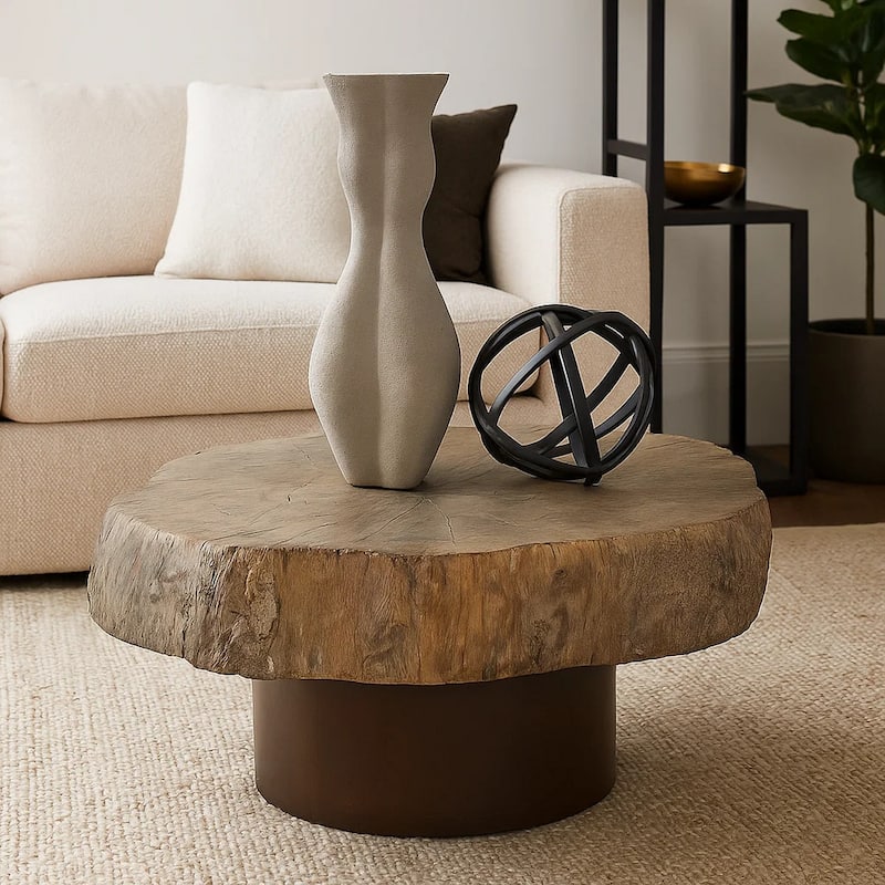 Round Cemented Log Accent, Brown