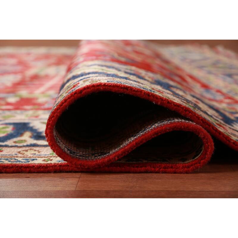 Hand Knotted Oriental 100% Wool Carpet Traditional Geometric Red Heriz (serapi) Area Rug - 11' 9'' X 8' 10''