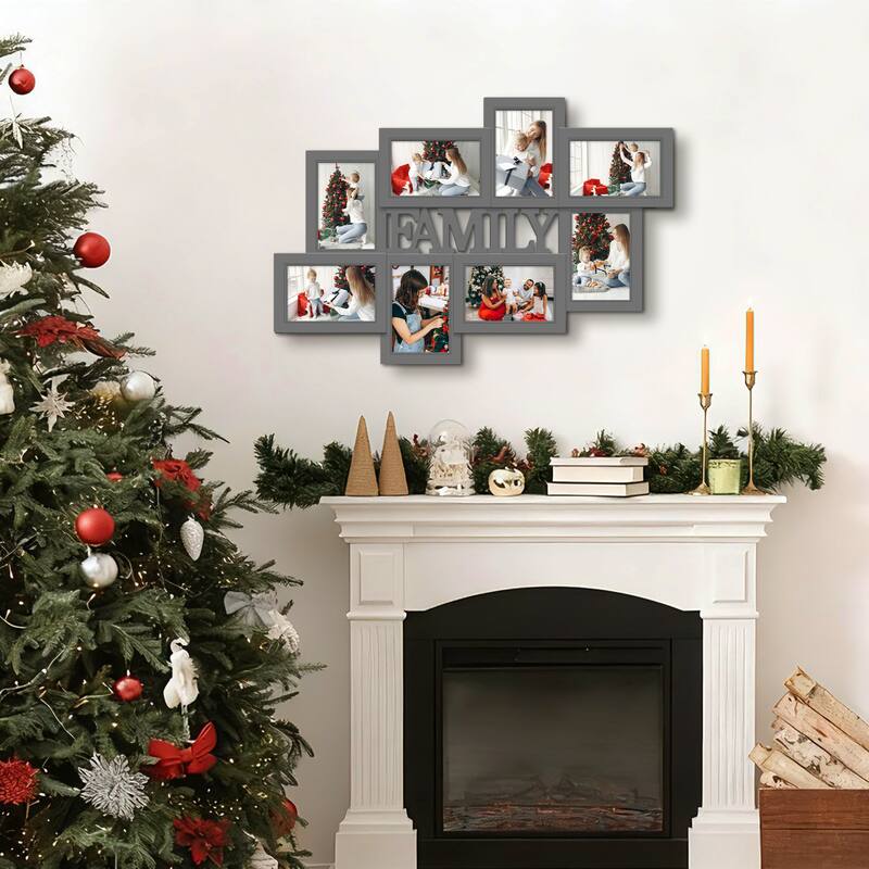 Holaura Family 8 Opening Family Picture Frames Collage Wall Decor for 4x6 Pictures Blacke - Grey set 2