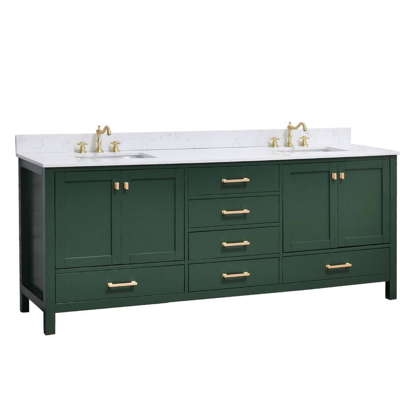 84 inch Freestanding Bath Vanities with Engineered Stone Counter Top Undermount Sink