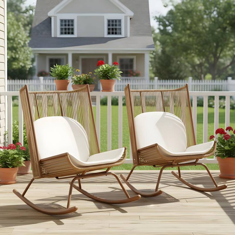 Christopher Knight Home - Modern Outdoor Rocking Chair with PE Rattan and High Back