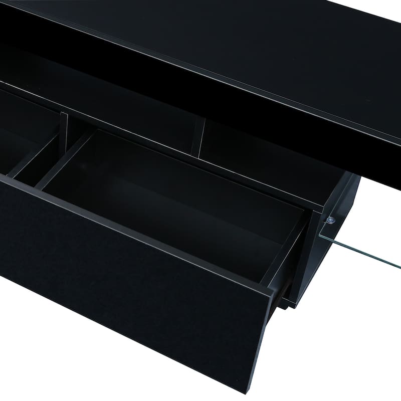 62.99" TV Stand with LED Lights, Two Drawers and Open Shelves for TVs Up to 60"