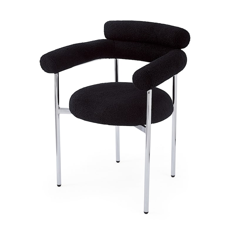Fabric Upholstered Dining Chairs Set of 2, Lounge Armchairs with Backrest, Kitchen Side Chairs with Metal Legs