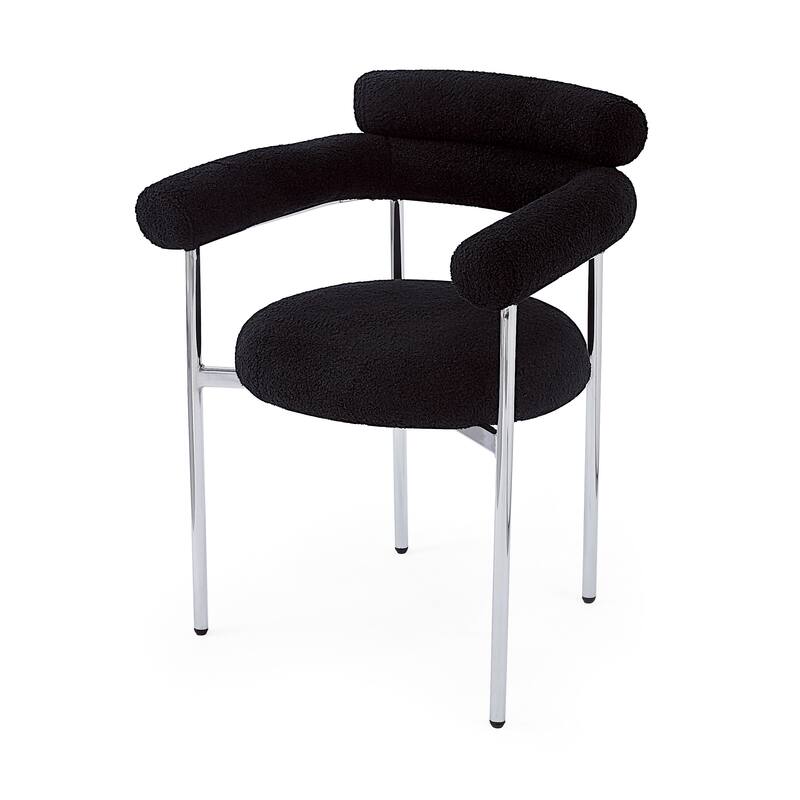 Modern Set of 2 Dining Chairs with Armrests, Padded Seat Backrest, Metal Legs for Dining Room Living Room and Café