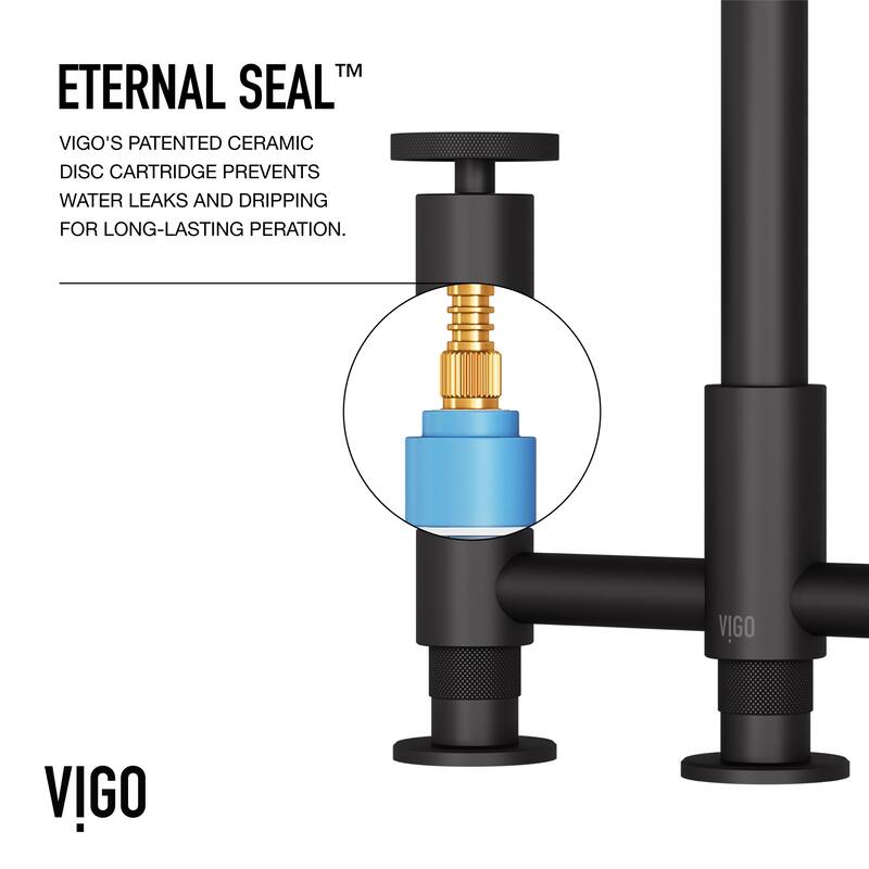 VIGO Cass 12" H 2-Handle Widespread Bridge Pull-Out Sprayer Kitchen Faucet