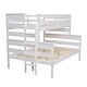 preview thumbnail 10 of 10, White Twin over Full Size Solid Wood Bunk Bed with Ladder and Fence for Kids