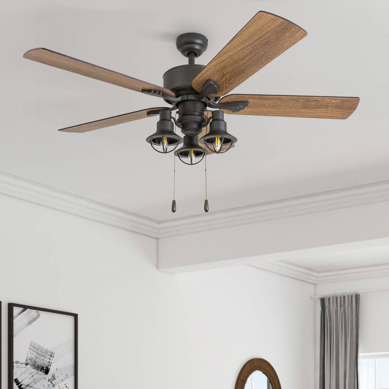 52" Prominence Home Sivan Bronze Farmhouse LED Ceiling Fan with Light, Remote Control