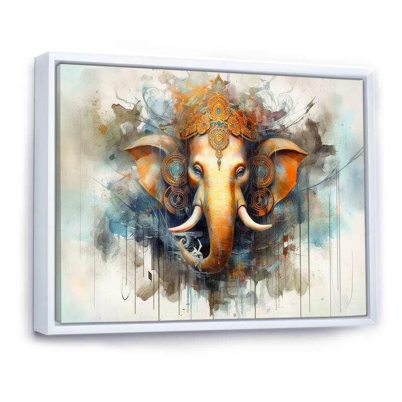 Designart "Vibrant Hinduisim Elephant I" Hinduisim Framed Canvas Print