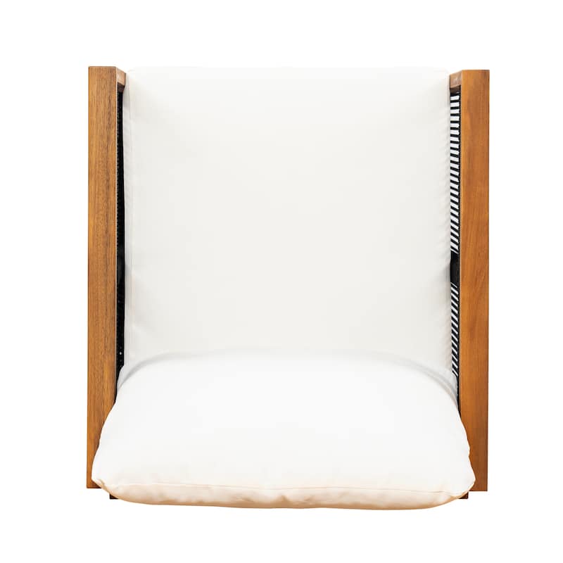 Christopher Knight Home - Valmont Modern Outdoor Acacia Wood Dining Arm Chair with Rope Back & Washable Cushion, Set of 2