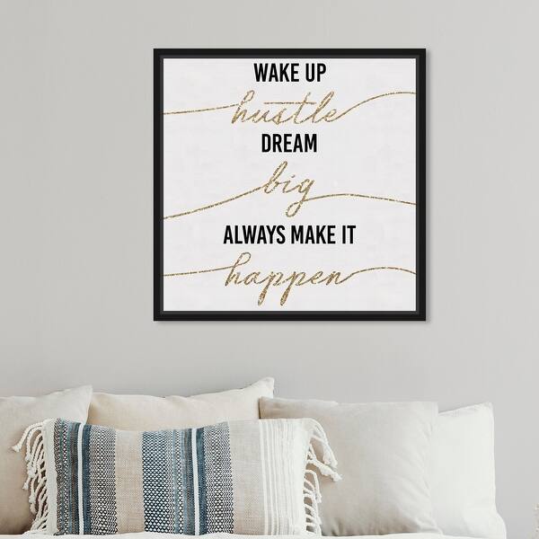 Oliver Gal 'What You Love White and Gold' Quotes Black Wall Art Bed