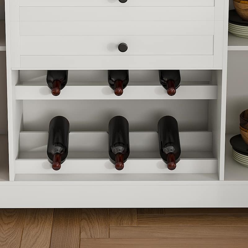 54"Buffet Sideboard with Storage Cabinet & Adjustable Shelf - Wood Top Dining Table with Drawer, Kitchen Storage Cabinet