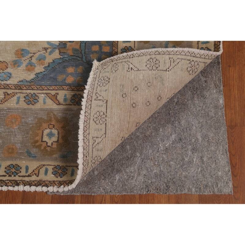Distressed Brown Over-Dyed Tabriz Persian Vintage Rug - 6'8"x 9'6"