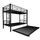 preview thumbnail 15 of 13, Heavy-Duty Metal Twin Over Twin Bunk Bed with Trundle for Kids and Teens