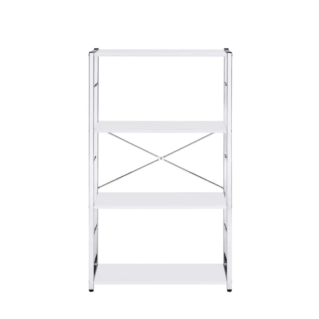 White and Silver 4-Shelf Etagere with Metal Frame and Wood Shelves for Organized Living and Bedroom - 42"H x 24"W x 11"D