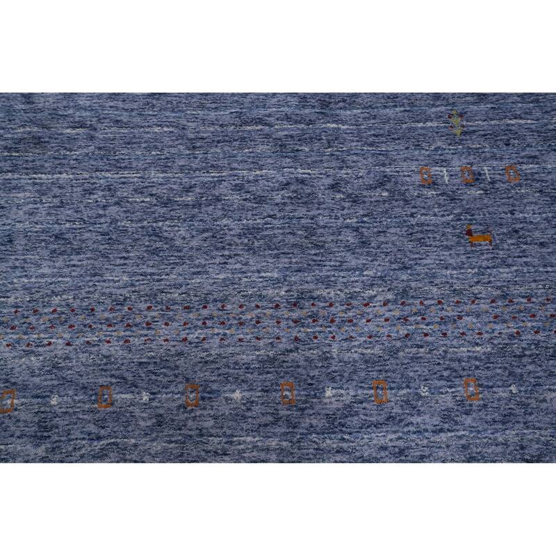 Hand Knotted Oriental 100% Wool Carpet Tribal Animal Pictorial Purples Gabbeh Area Rug - 8' 3'' X 7' 10''