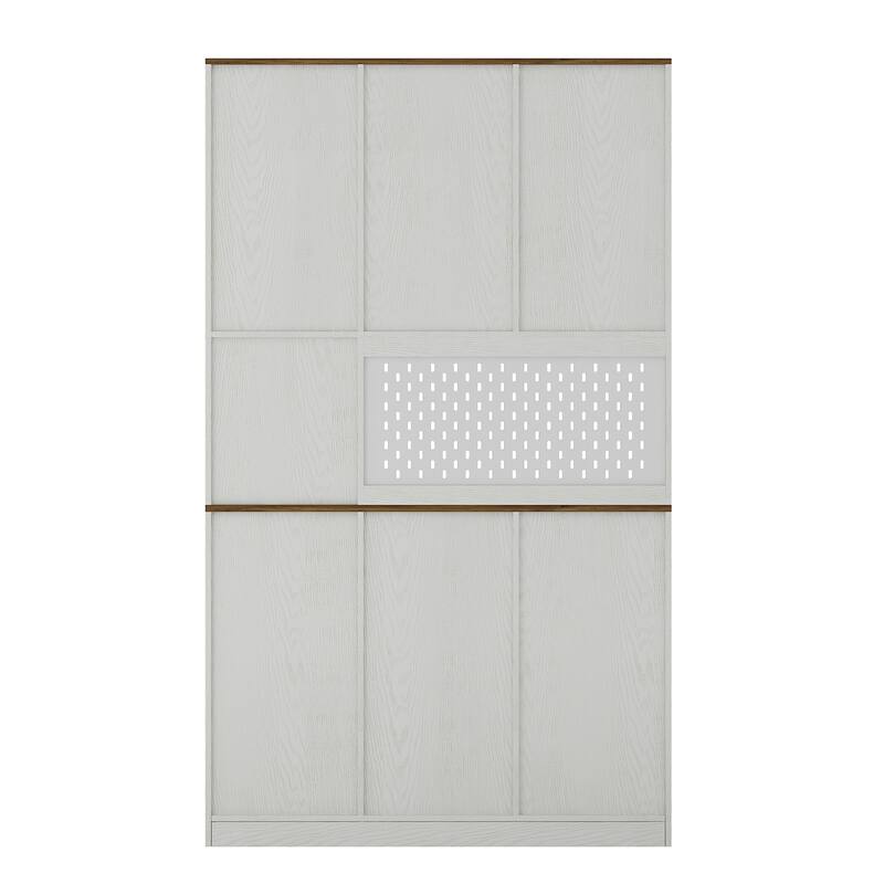 GDFStudio - Hadley 72" Farmhouse Bar MDF Cabinet with Sliding Barn Door, Kitchen Buffet and Coffee Bar Sideboard