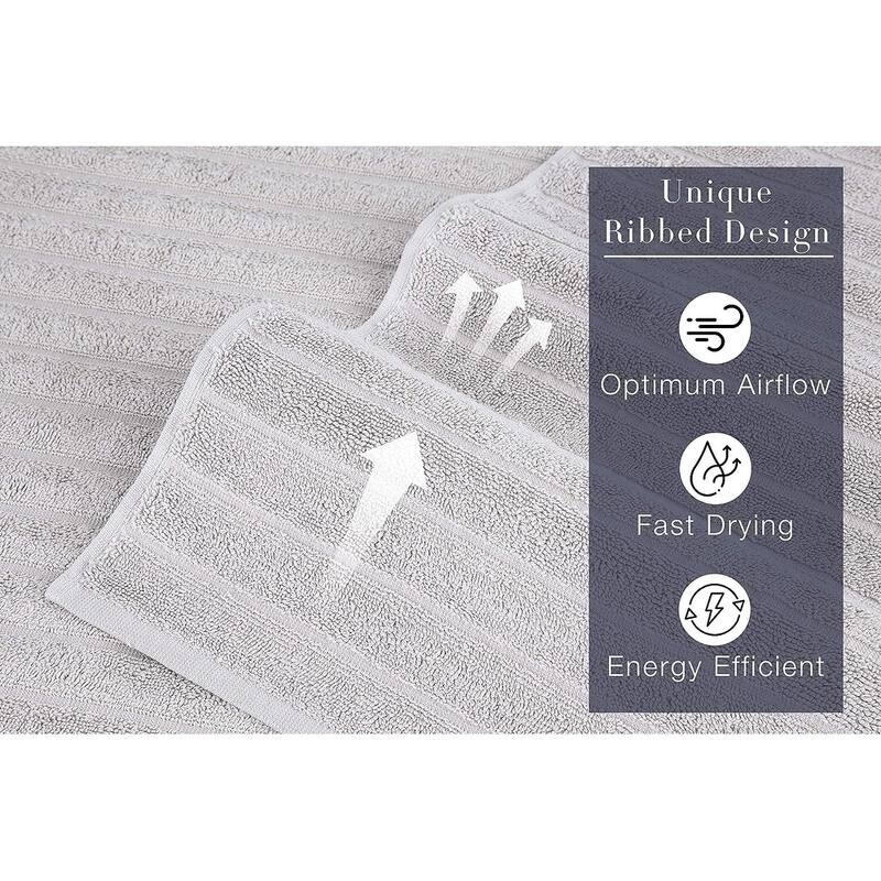 Classic Turkish Towels Plush Ribbed Cotton Luxurious Bath Sheets (Set of 3) 40x65" - 40x65