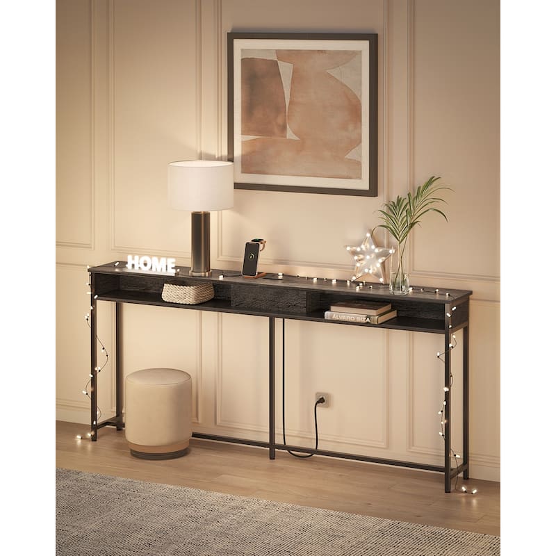 Charging Console Table with Outlets and USB Narrow Entryway Table for Hallway or Living Room