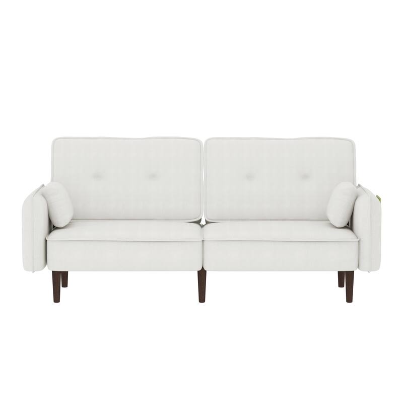 Fabric Futon Sofa bed with Solid Wood Leg