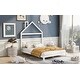 preview thumbnail 11 of 9, White Full Size Full Size House Bed with Trundle and Roof for Children