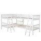 preview thumbnail 7 of 13, Twin Size L-Shaped Bunk Bed with Ladder, Slatted Wood Design for 4, Full-Length Guardrail for Kids Teens