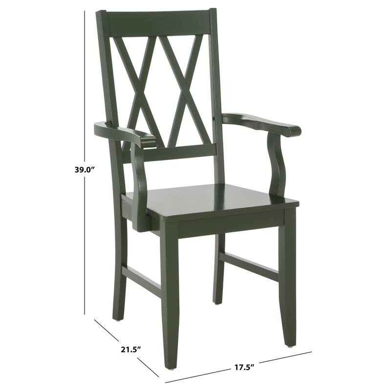 SAFAVIEH HOME Yelena Double X-Back Arm Chair - 18"W x 22"D x 39"H