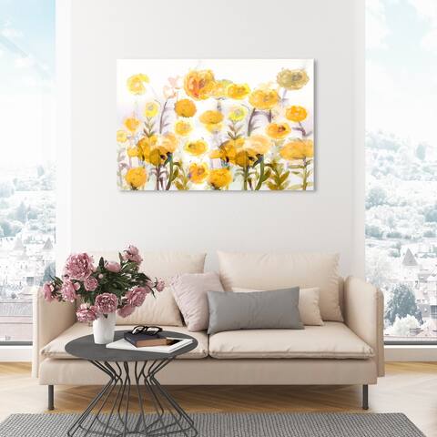 Oliver Gal 'Bella Garden Poppy Yellow' Floral and Botanical Wall Art Canvas Print Gardens - Yellow, White