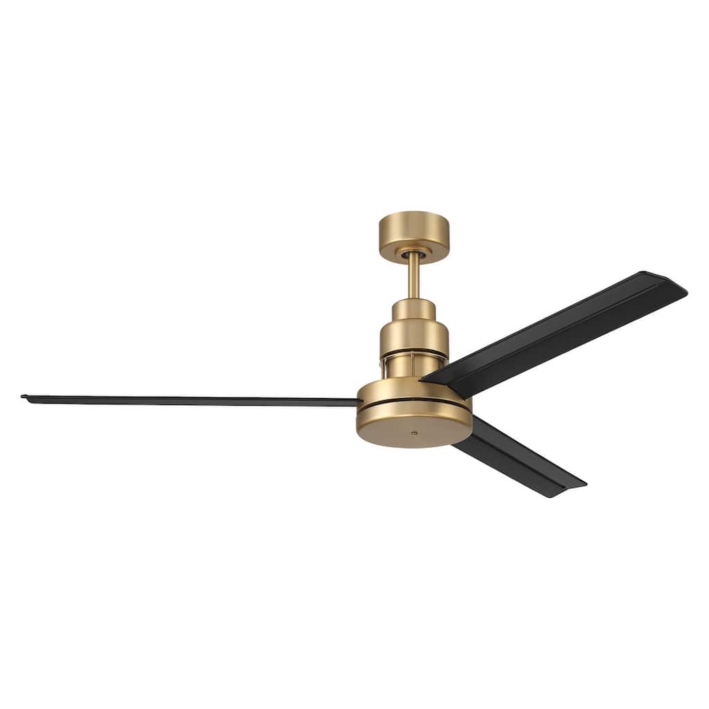 Craftmade Mondo 54" Indoor Dual Mount 6-Speed Satin Brass/Flat Black Finish Ceiling Fan with Remote/Wall Controls Included