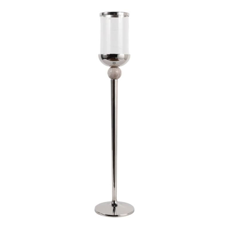 Metal Marble Floor Candle Holder Elegant Sculptural Hurricane