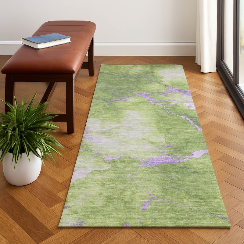 Premium Washable Super Soft Contemporary Mayfield Rug - Aloe - 2'3" x 7'6"