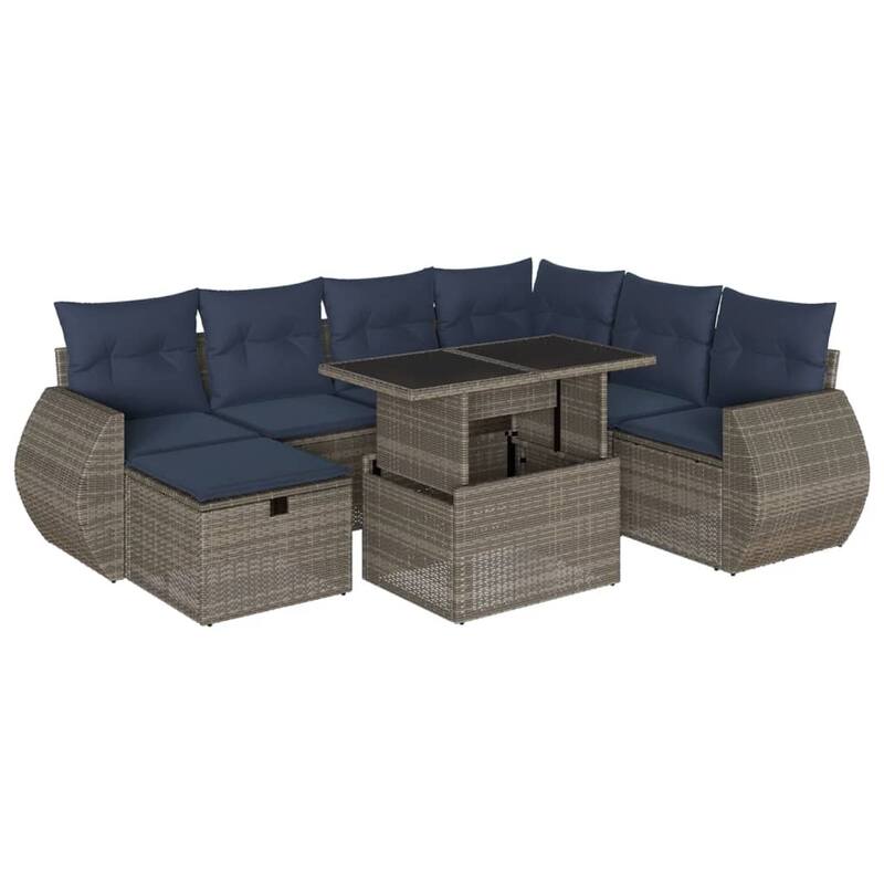 vidaXL Patio Sofa Set with Cushions Sectional Couches 8 Piece Poly Rattan - 24.4 x 24.4 x 27.2
