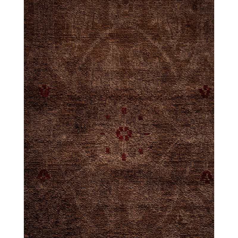 Overton Hand Knotted Wool Vintage Inspired Modern Contemporary Overdyed Brown Area Rug - 4' 0" x 5' 10"